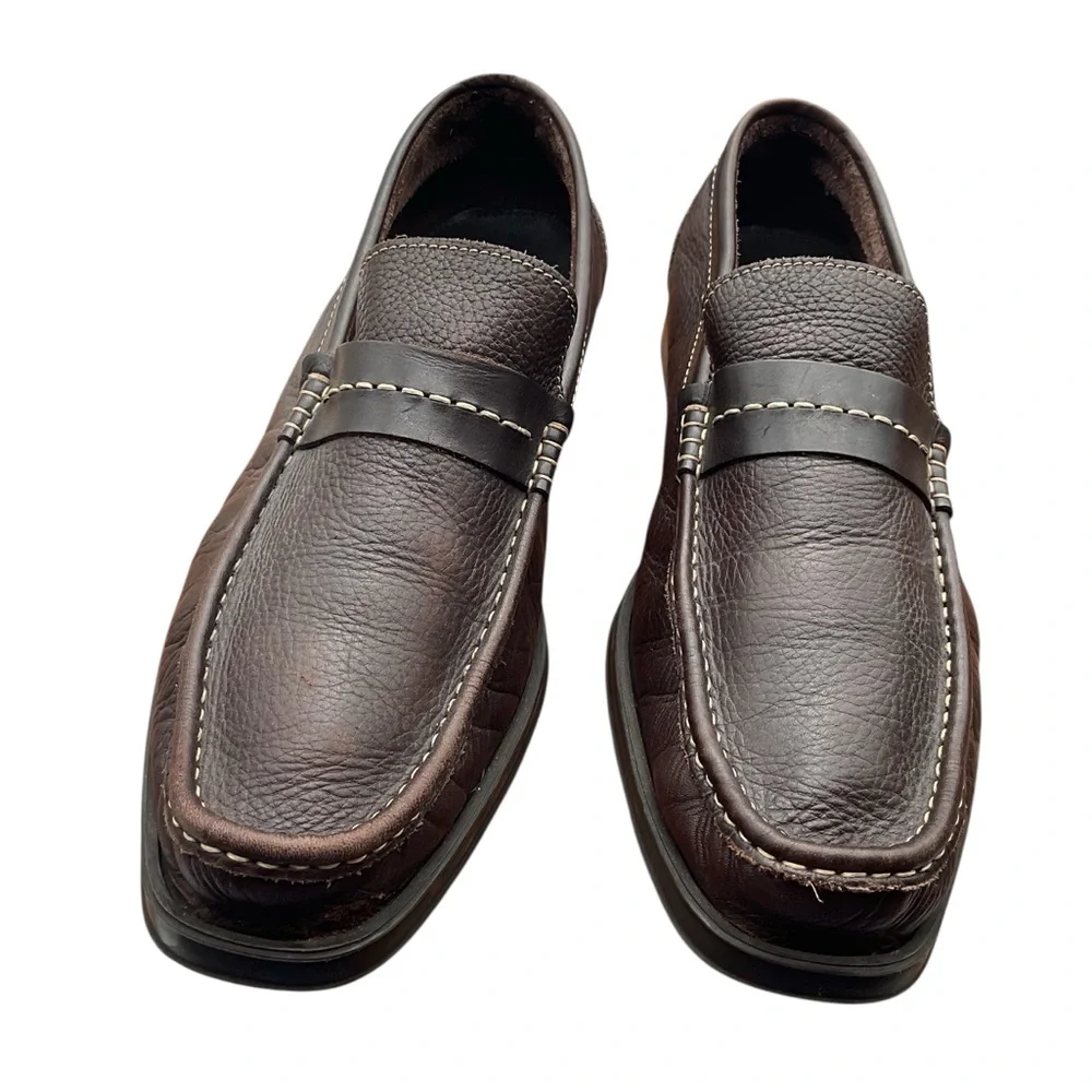 Sandro Moscoloni Rich Brown Leather Slip-Ons‎ 12D